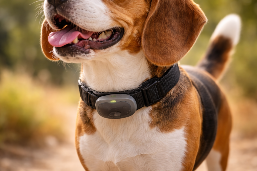 collar gps para perros con dispositivo de localización en detalle