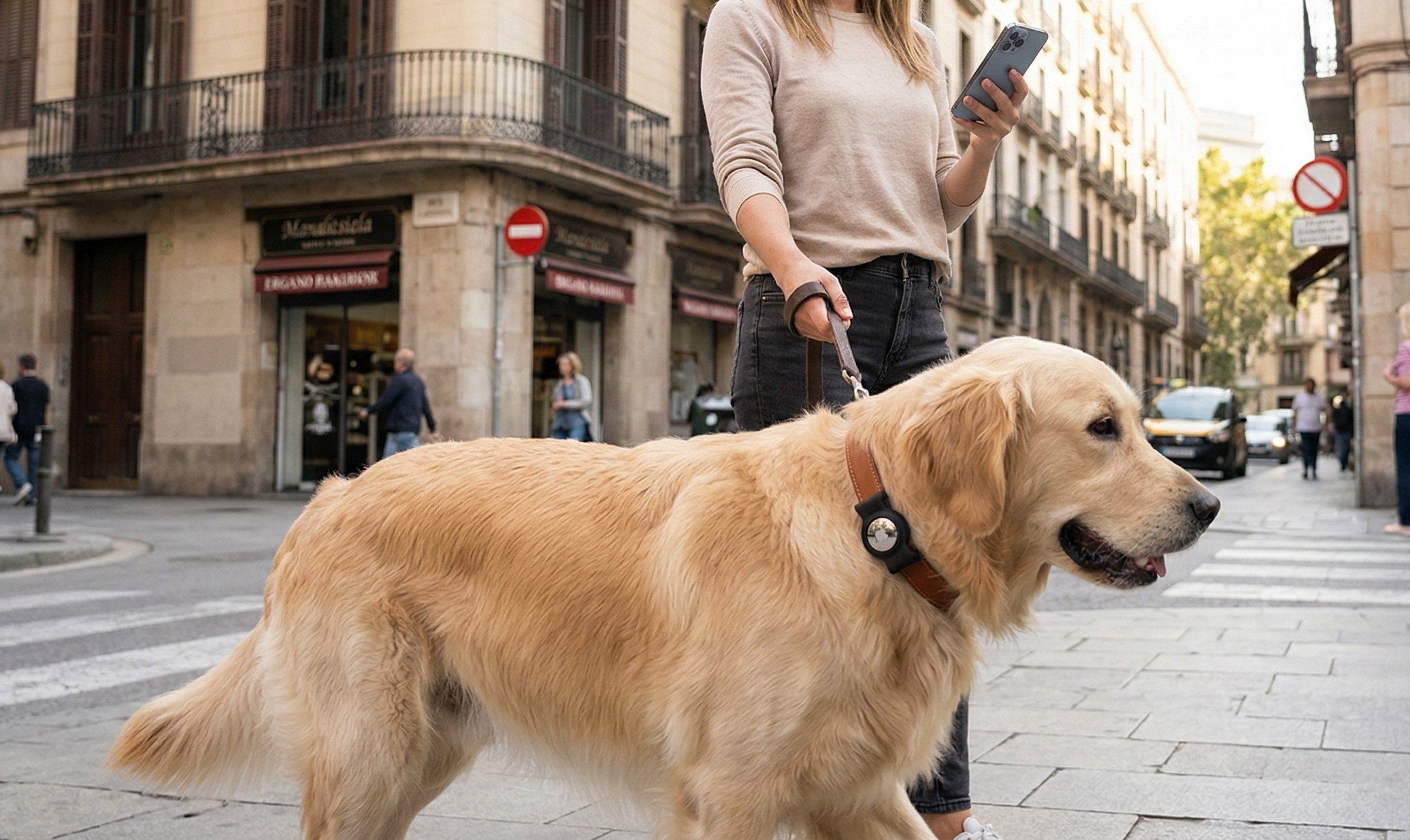 perro con AirTag en el collar como localizador